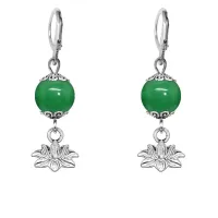 Серьги-амулеты Лотос (гармония и развитие), нефрит SE-MKA27-15