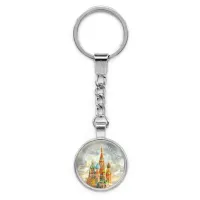 Брелок Россия (Храм Василия Блаженного), металл, цвет серебр.