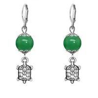 Серьги-амулеты Черепаха (здоровье и долголетие), нефрит SE-MKA27-16