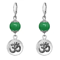 Серьги-амулеты Ом (защита и духовное развитие), нефрит SE-MKA27-18