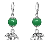 Серьги-амулеты Медведь (защита, сила, победа), нефрит SE-MKA27-19