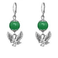 Серьги-амулеты Орел (защита, сила, победа), нефрит SE-MKA27-24