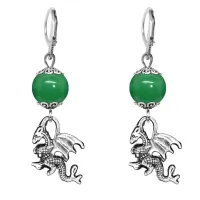 Серьги-амулеты Дракон (удача, могущество, успех), нефрит SE-MKA27-25