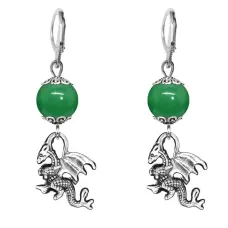 Серьги-амулеты Дракон (удача, могущество, успех), нефрит SE-MKA27-25