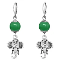 Серьги-амулеты Слон (мудрость, сила, долголетие), нефрит SE-MKA27-26