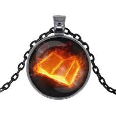 Черный кулон с цепочкой Книга огненных страниц ALK410
