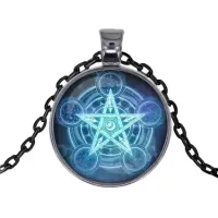 Черный кулон с цепочкой Магический пентакль ALK411