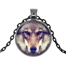 Черный кулон с цепочкой Волк ALK418