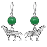 Серьги-амулеты Волк (защита, сила, победа), нефрит SE-MKA27-28