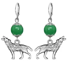 Серьги-амулеты Волк (защита, сила, победа), нефрит SE-MKA27-28
