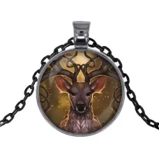 Черный кулон с цепочкой Олень ALK422