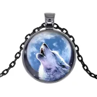 Черный кулон с цепочкой Волк и луна ALK423