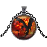 Черный кулон с цепочкой Дракон ALK425