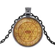 Черный кулон с цепочкой Магическая гексаграмма ALK431