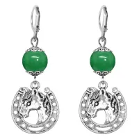 Серьги-амулеты Подкова (счастье), нефрит SE-MKA27-31