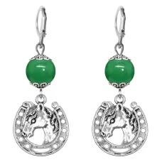 Серьги-амулеты Подкова (счастье), нефрит SE-MKA27-31