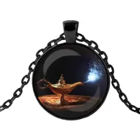 Чёрный кулон с цепочкой Лампа Аладдина (исполнение желаний) ALK433
