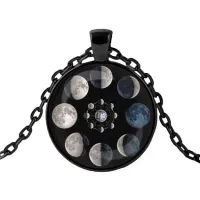 Чёрный кулон с цепочкой Фазы Луны ALK437