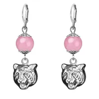 Серьги-амулеты Тигр (защита, сила, победа), розовый кварц SE-MKA28-10