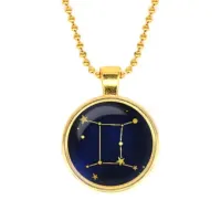 Кулон с цепочкой Знаки Зодиака - Близнецы, цвет золот.