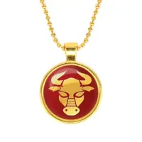 Кулон с цепочкой Знаки Зодиака - Телец, цвет золот.