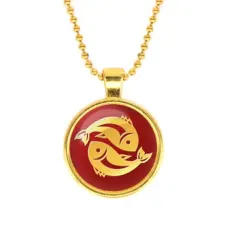 Кулон с цепочкой Знаки Зодиака - Рыбы, цвет золот. ALK536