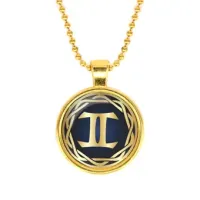 Кулон с цепочкой Знаки Зодиака - Близнецы, цвет золот. ALK539