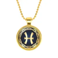 Кулон с цепочкой Знаки Зодиака - Рыбы, цвет золот.