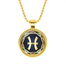 Кулон с цепочкой Знаки Зодиака - Рыбы, цвет золот.