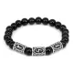 Рунический браслет Богатство на всех уровнях бытия, Черный агат BSR025