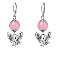 Серьги-амулеты Орел (защита, сила, победа), розовый кварц SE-MKA28-24