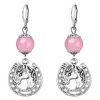 Серьги-амулеты Подкова (счастье), розовый кварц SE-MKA28-31
