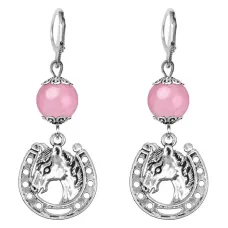 Серьги-амулеты Подкова (счастье), розовый кварц SE-MKA28-31