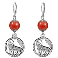 Серьги-амулеты Волк (защита, сила, победа), сердолик SE-MKA29-07