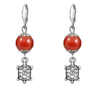 Серьги-амулеты Черепаха (здоровье и долголетие), сердолик SE-MKA29-16