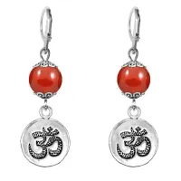 Серьги-амулеты Ом (защита и духовное развитие), сердолик SE-MKA29-18