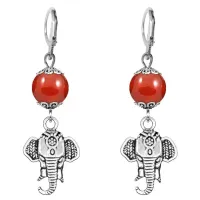 Серьги-амулеты Слон (мудрость, сила, долголетие), сердолик SE-MKA29-26