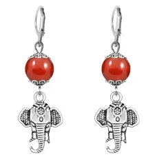 Серьги-амулеты Слон (мудрость, сила, долголетие), сердолик SE-MKA29-26