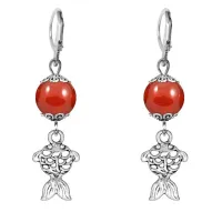 Серьги-амулеты Золотая рыбка (исполнение желаний), сердолик SE-MKA29-27