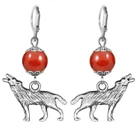 Серьги-амулеты Волк (защита, сила, победа), сердолик SE-MKA29-28