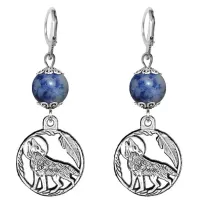 Серьги-амулеты Волк (защита, сила, победа), содалит SE-MKA30-07