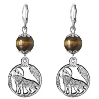 Серьги-амулеты Волк (защита, сила, победа), тигровый глаз SE-MKA31-07