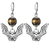 Серьги-амулеты Летучая мышь (защита, счастье, успех), тигровый глаз SE-MKA31-12