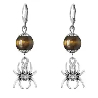 Серьги-амулеты Паук (защита, трудолюбие, достаток), тигровый глаз SE-MKA31-14