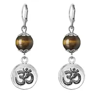 Серьги-амулеты Ом (защита и духовное развитие), тигровый глаз SE-MKA31-18