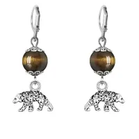 Серьги-амулеты Медведь (защита, сила, победа), тигровый глаз SE-MKA31-19