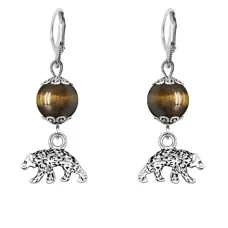 Серьги-амулеты Медведь (защита, сила, победа), тигровый глаз SE-MKA31-19