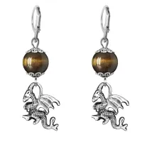 Серьги-амулеты Дракон (удача, могущество, успех), тигровый глаз SE-MKA31-25