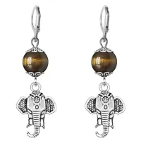 Серьги-амулеты Слон (мудрость, сила, долголетие), тигровый глаз SE-MKA31-26