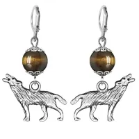 Серьги-амулеты Волк (защита, сила, победа), тигровый глаз SE-MKA31-28